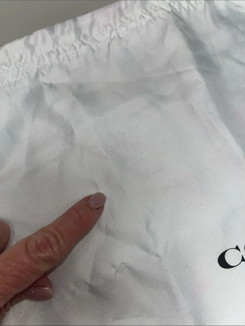 Coach White Drawstring Logo Dust Bag